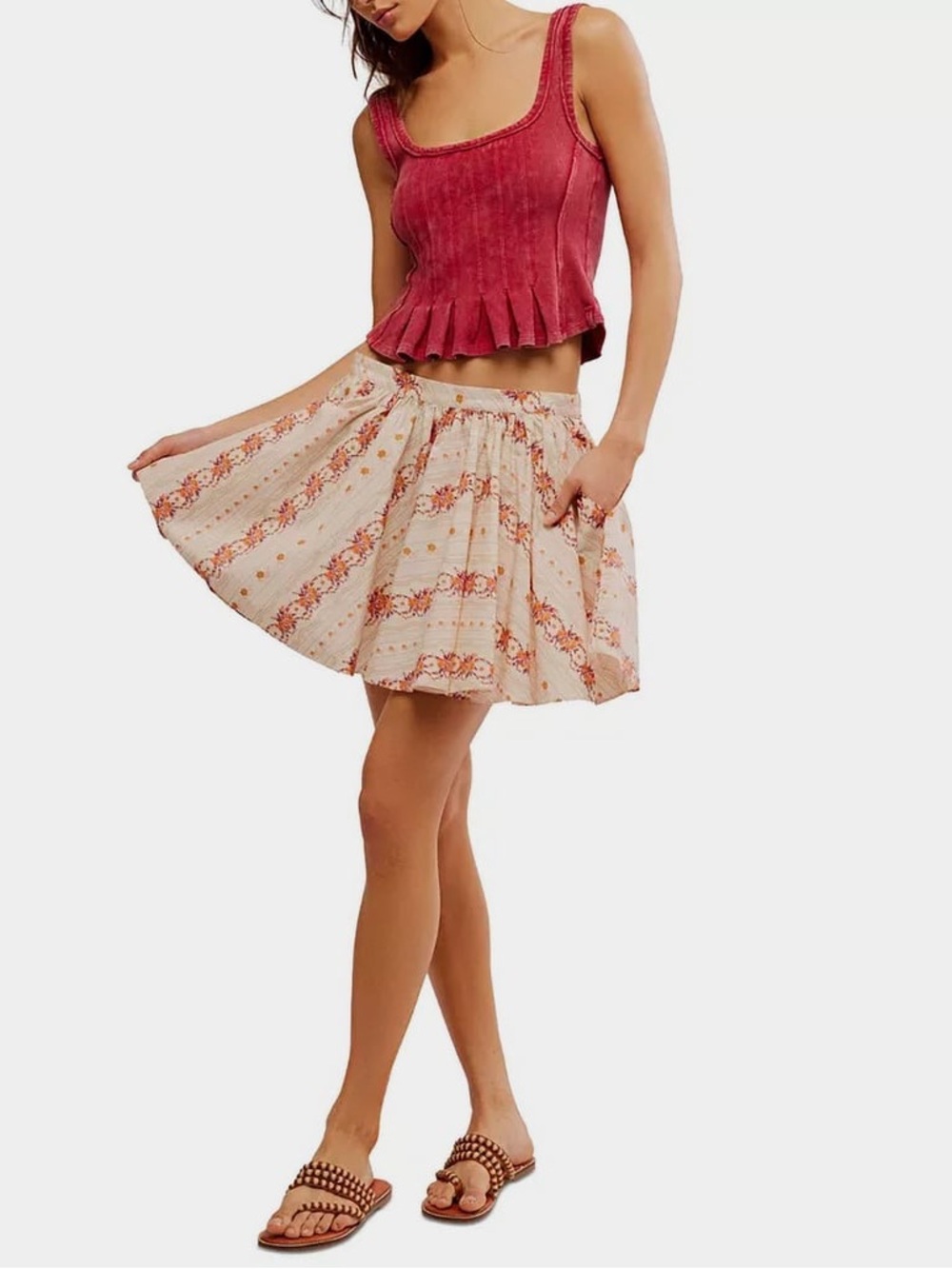 FREE PEOPLE Gaia Womens Printed Skirt
